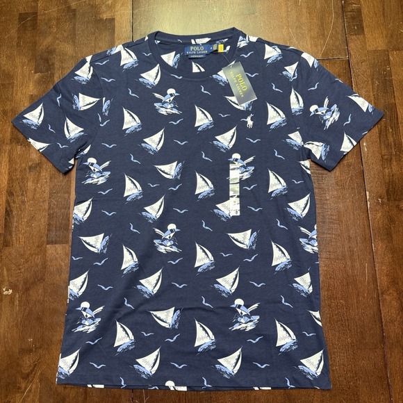 Polo Ralph Lauren M Polo Bear Nautical Tee Blue Windsurfer Classic T-Shirt $65‎ - Picture 1 of 8